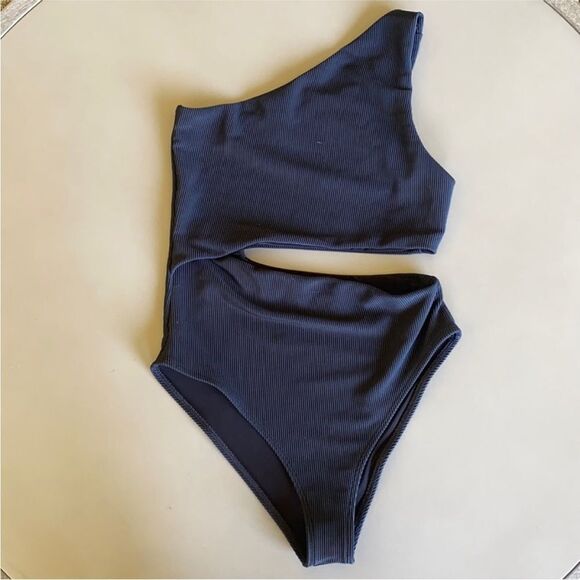 NWT Anthropologie Beach Riot Celine Cut-Out One-Piece Swimsuit Black L - Picture 4 of 9